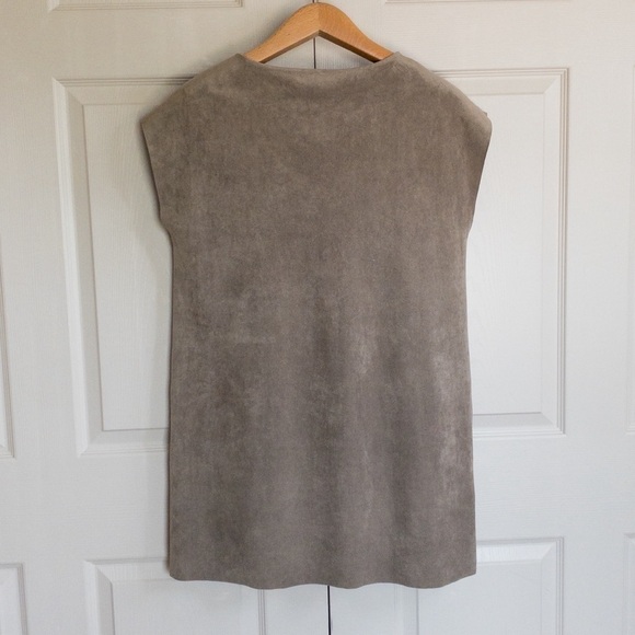 Wilfred Free Aritzia Faux Suede Nori Boxy Mini Dress Tunic Sleeveless Minimalist - Picture 6 of 10